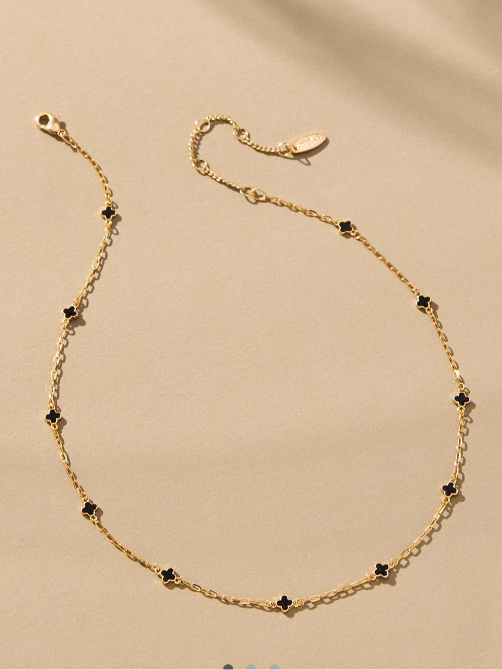 NWT retail $44 #Anthropologie Gold Necklace with Black Clover Accents